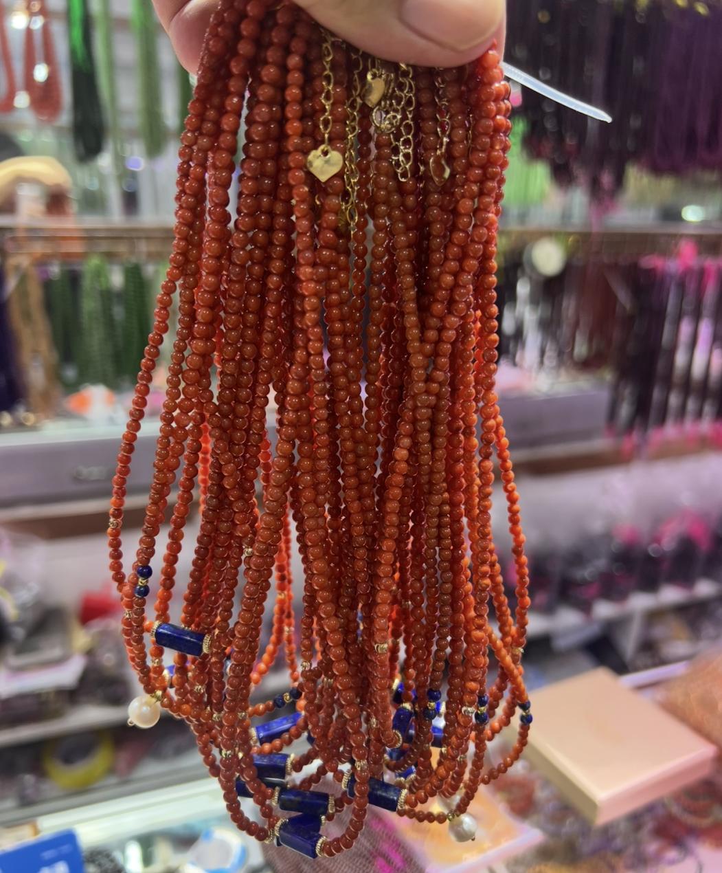 “Full flesh" South Red Agate&Nanhong Agate necklace Uniform dense texture