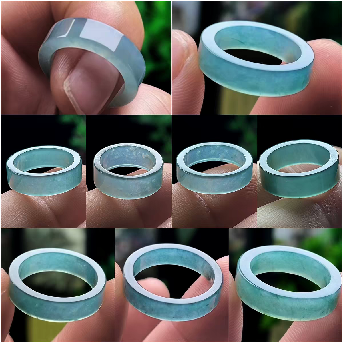 Guatemalan Blue Water Jadeite Slim Ring, Natural Blue-Green Jade Stacking Ring, Minimalist Delicate Band Jewelry