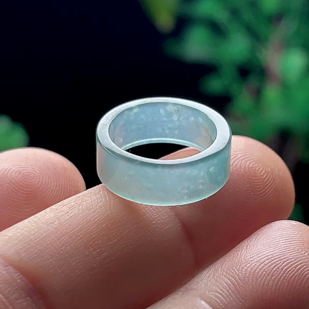 Guatemalan Blue Water Jadeite Slim Ring, Natural Blue-Green Jade Stacking Ring, Minimalist Delicate Band Jewelry