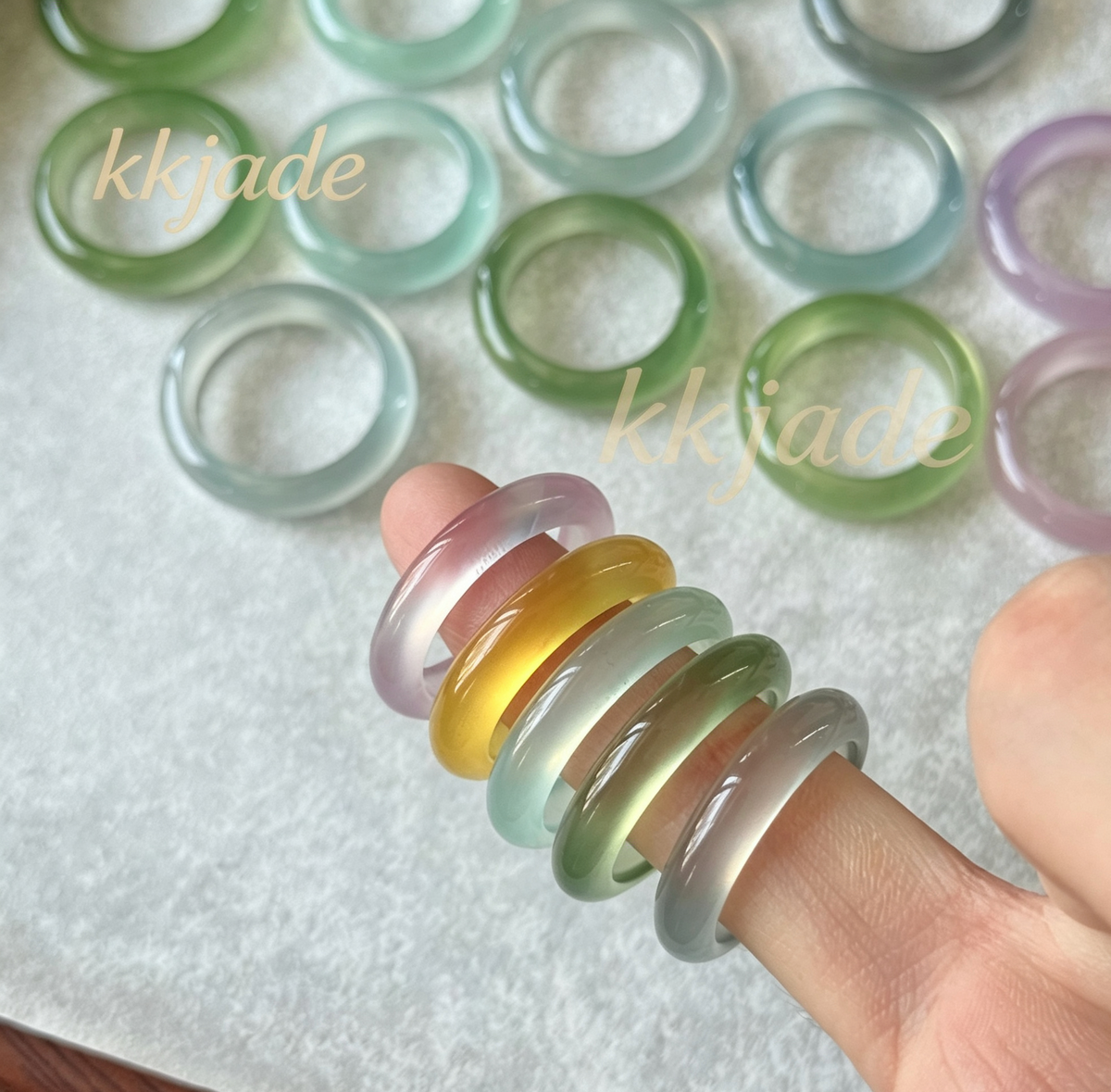 Natural Colorful Banded Agate Ring Fashion Daily Women Jewelry Gift