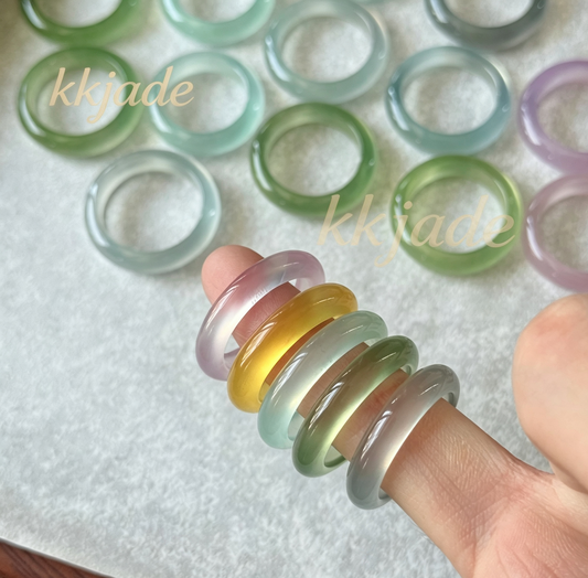 Natural Colorful Banded Agate Ring Fashion Daily Women Jewelry Gift