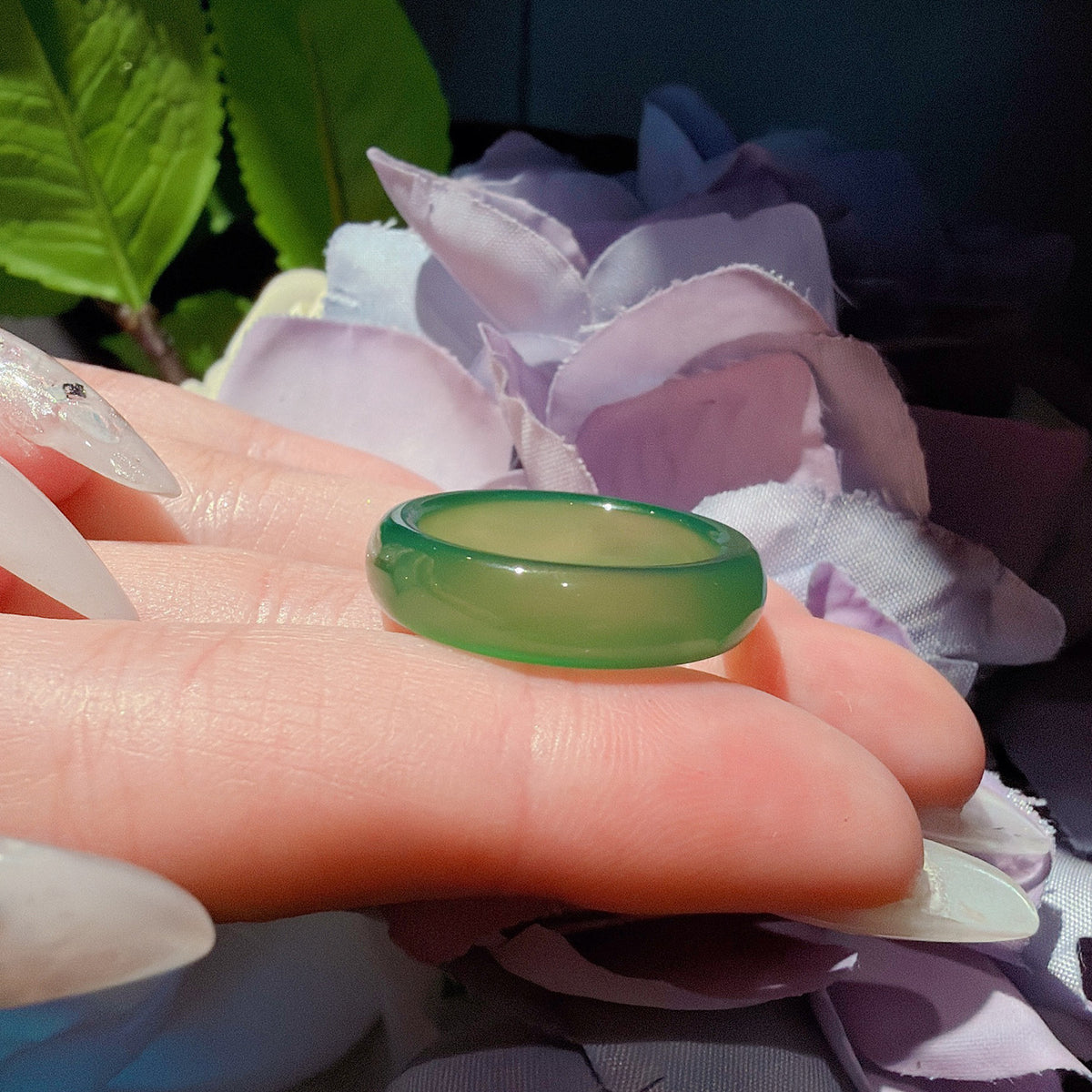 Natural Colorful Banded Agate Ring Fashion Daily Women Jewelry Gift