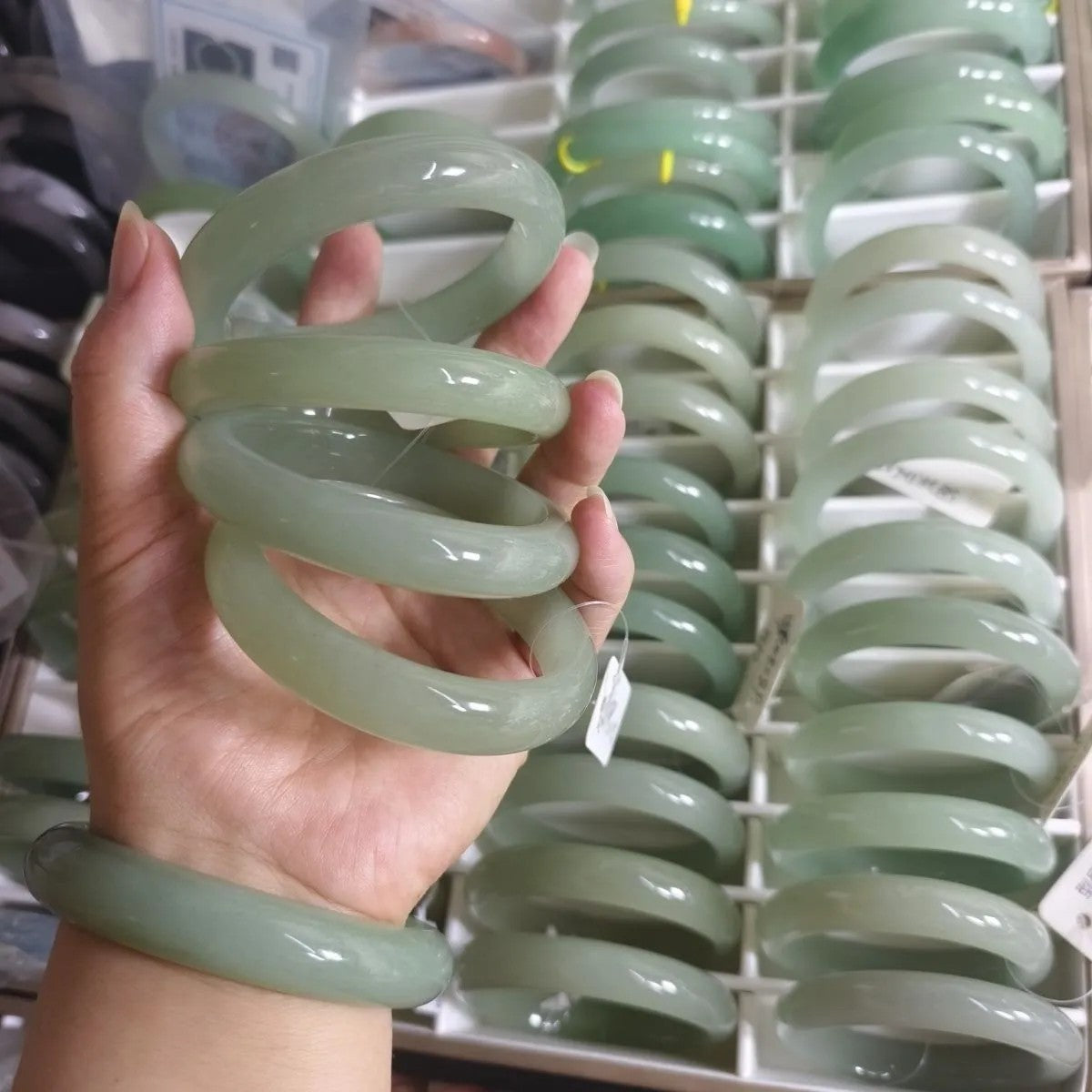 Natural Green Aventurine Bangle Bracelet, Genuine Quartzite Jade Bangle, Healing Crystal Stackable Gift for Women