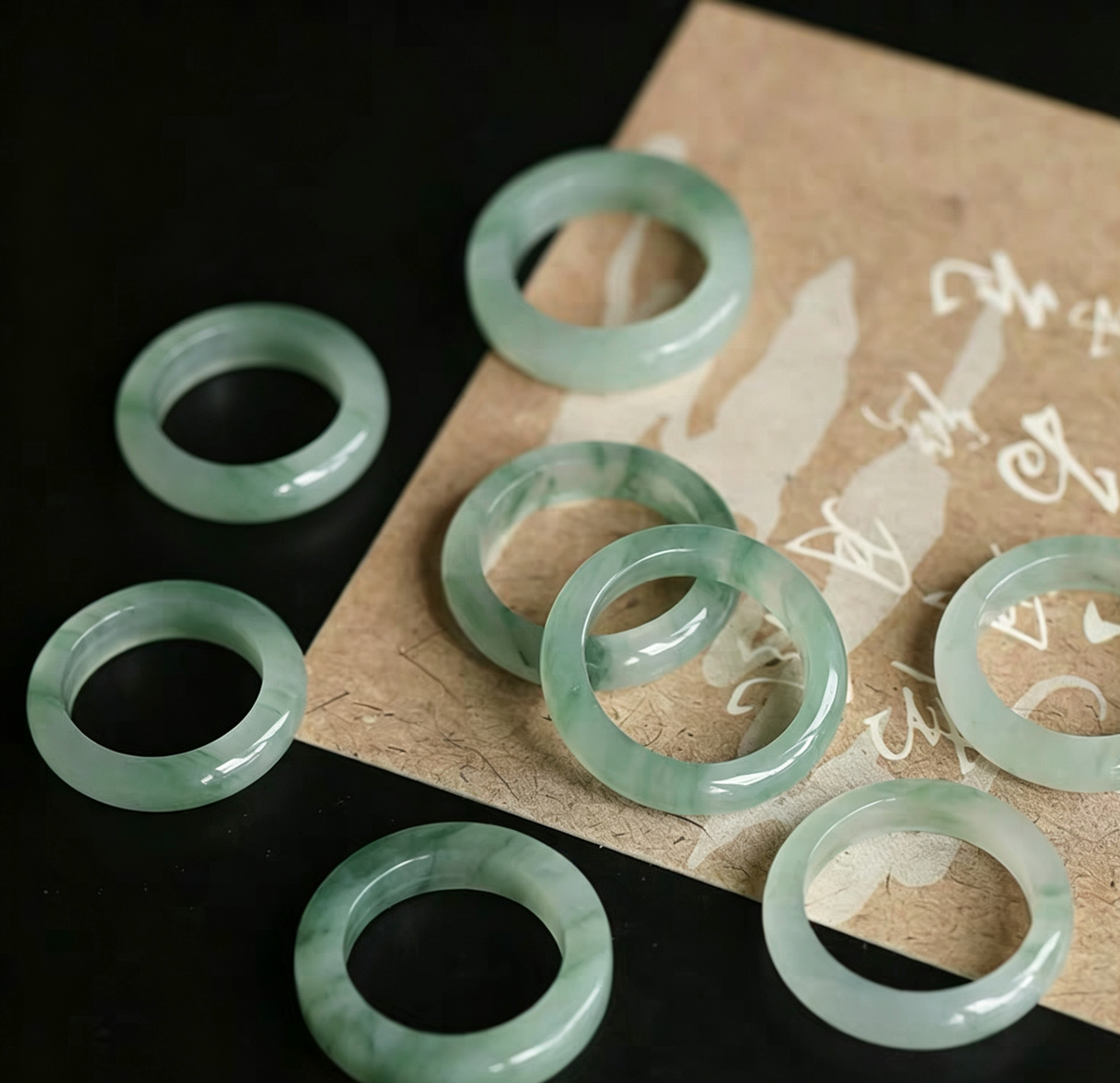Natural Tianshan Jade Ring, Icy Green Quartzite Band Ring, Minimalist Stackable Gemstone Ring Gift for Women