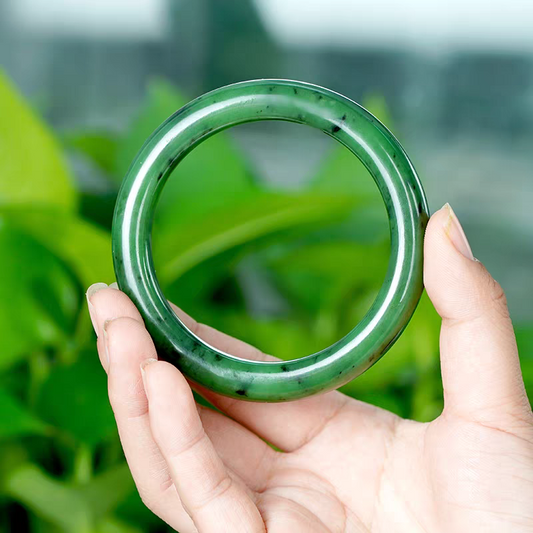 Green Natural Nephrite Bangle – Authentic Hetian Jade, Rich Spinach Color, Just $20, Certified, Great for Gifting