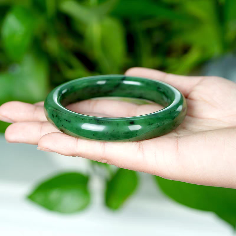 Green Natural Nephrite Bangle – Authentic Hetian Jade, Rich Spinach Color, Just $20, Certified, Great for Gifting