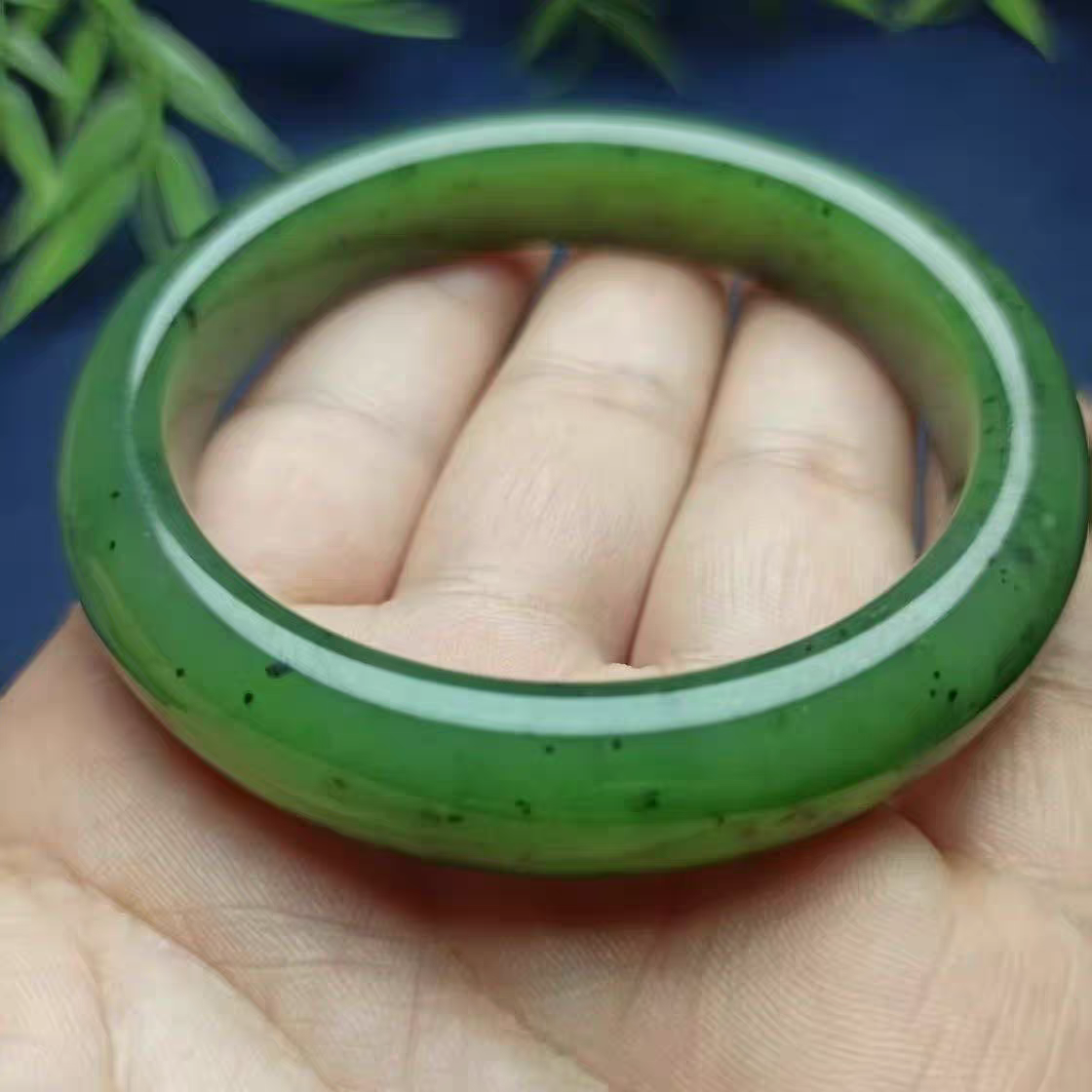 Green Natural Nephrite Bangle – Authentic Hetian Jade, Rich Spinach Color, Just $20, Certified, Great for Gifting