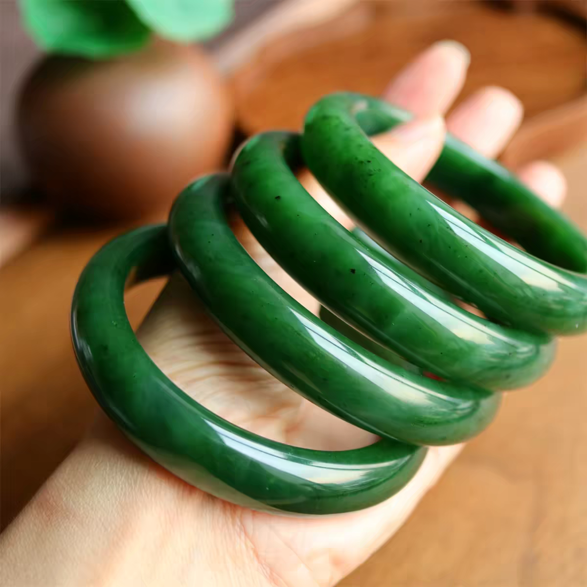 Green Natural Nephrite Bangle – Authentic Hetian Jade, Rich Spinach Color, Just $20, Certified, Great for Gifting