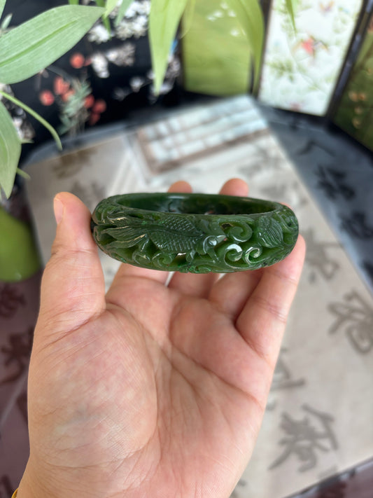 Natural Hetian Jade Bangle – Master Hand-Carved, The Only One You'll Ever Need