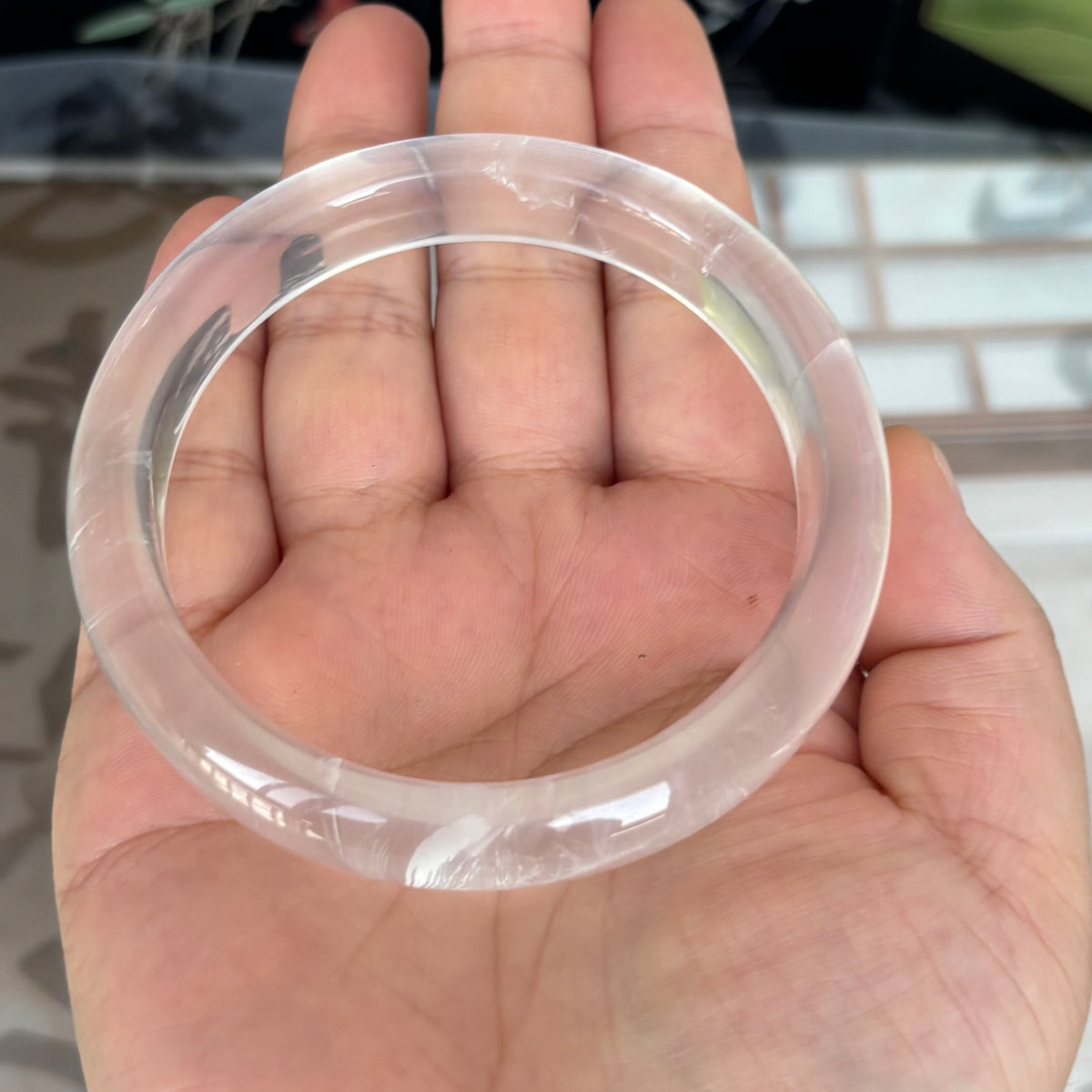 Natural Clear Crystal Bangle – Pure White Quartz, Only $25