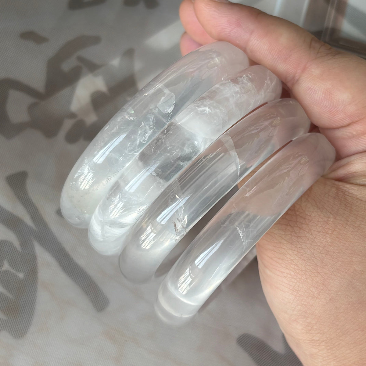 Natural Clear Crystal Bangle – Pure White Quartz, Only $25