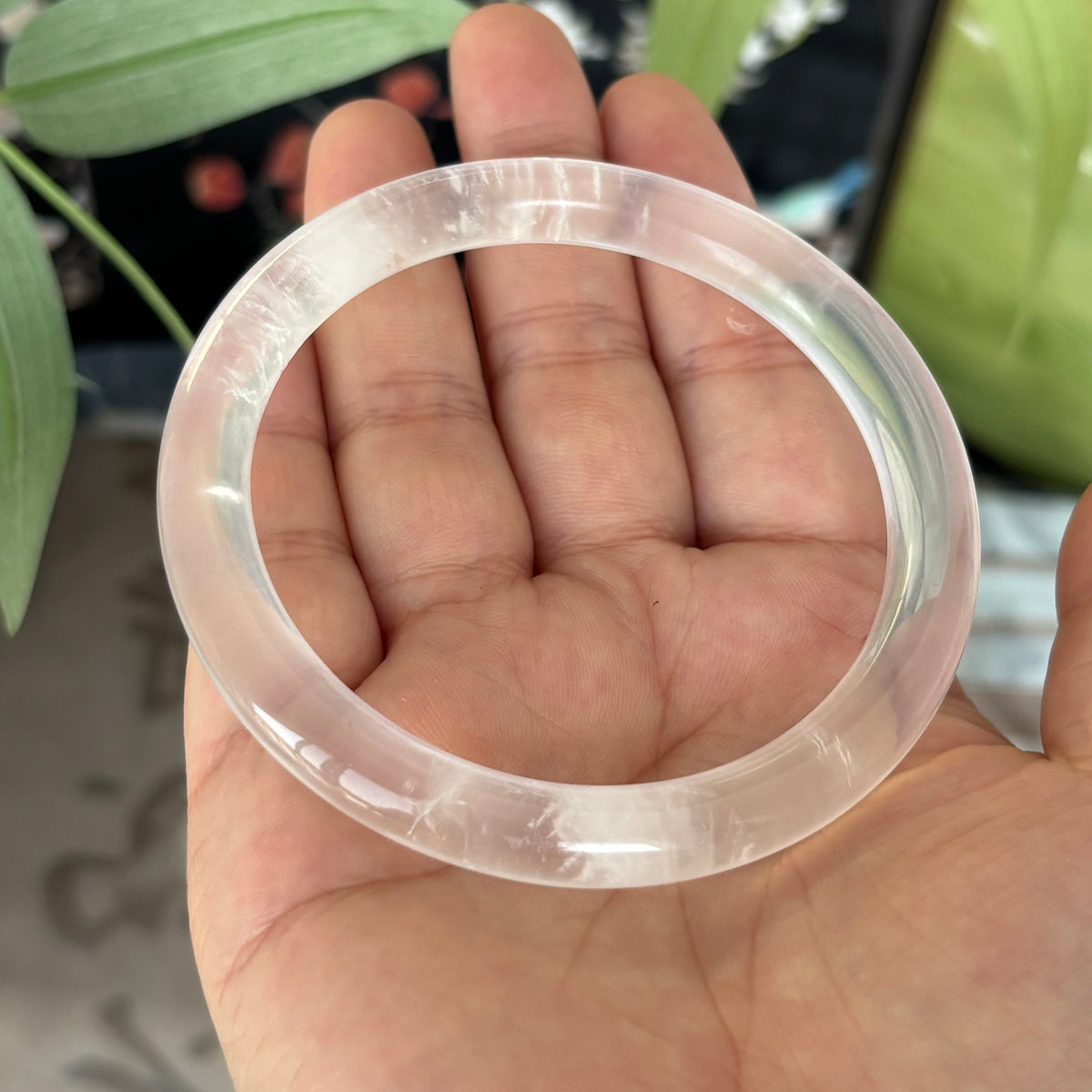 Natural Clear Crystal Bangle – Pure White Quartz, Only $25