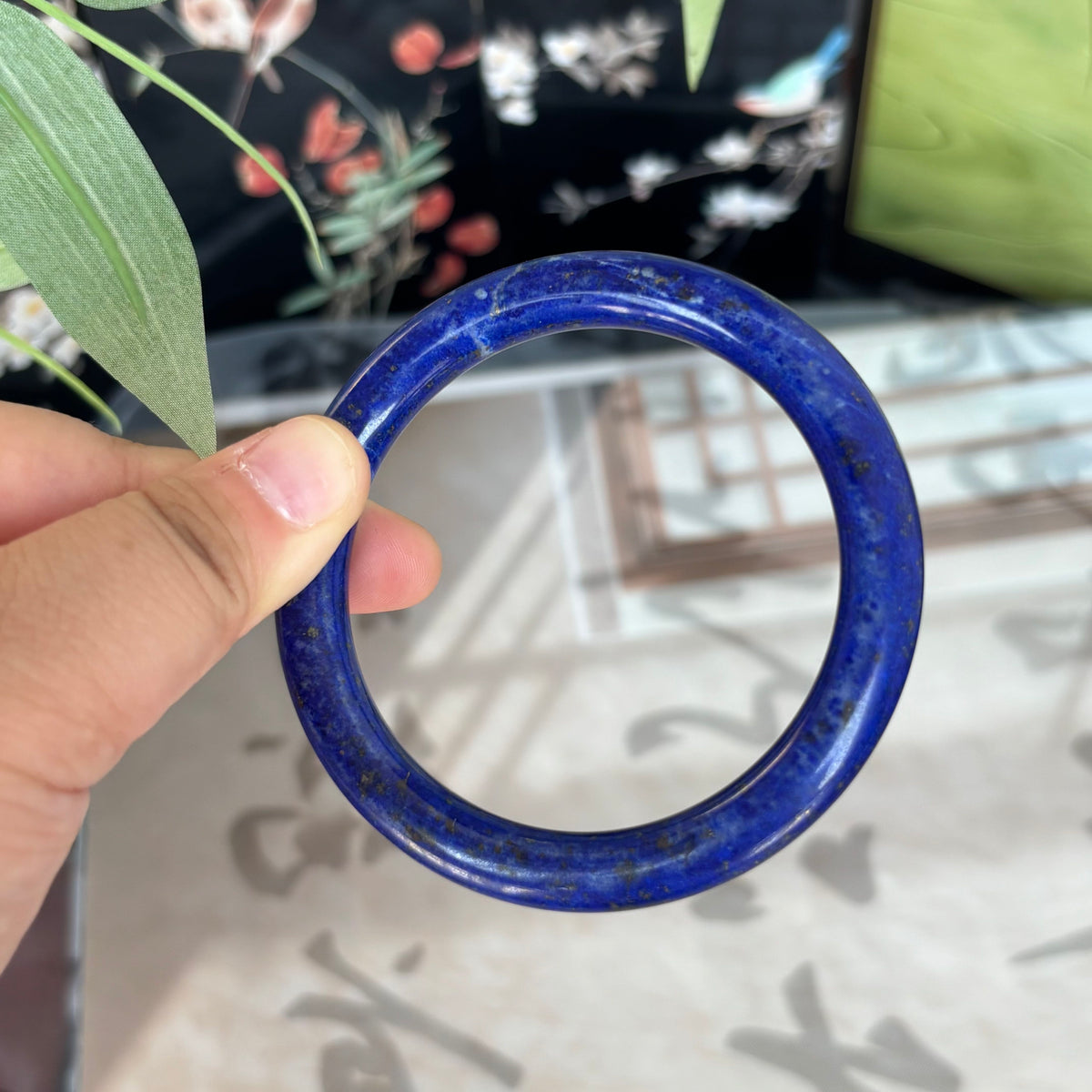 Natural Lapis Lazuli Bangle – Deep Royal Blue with Golden Specks, Only$40