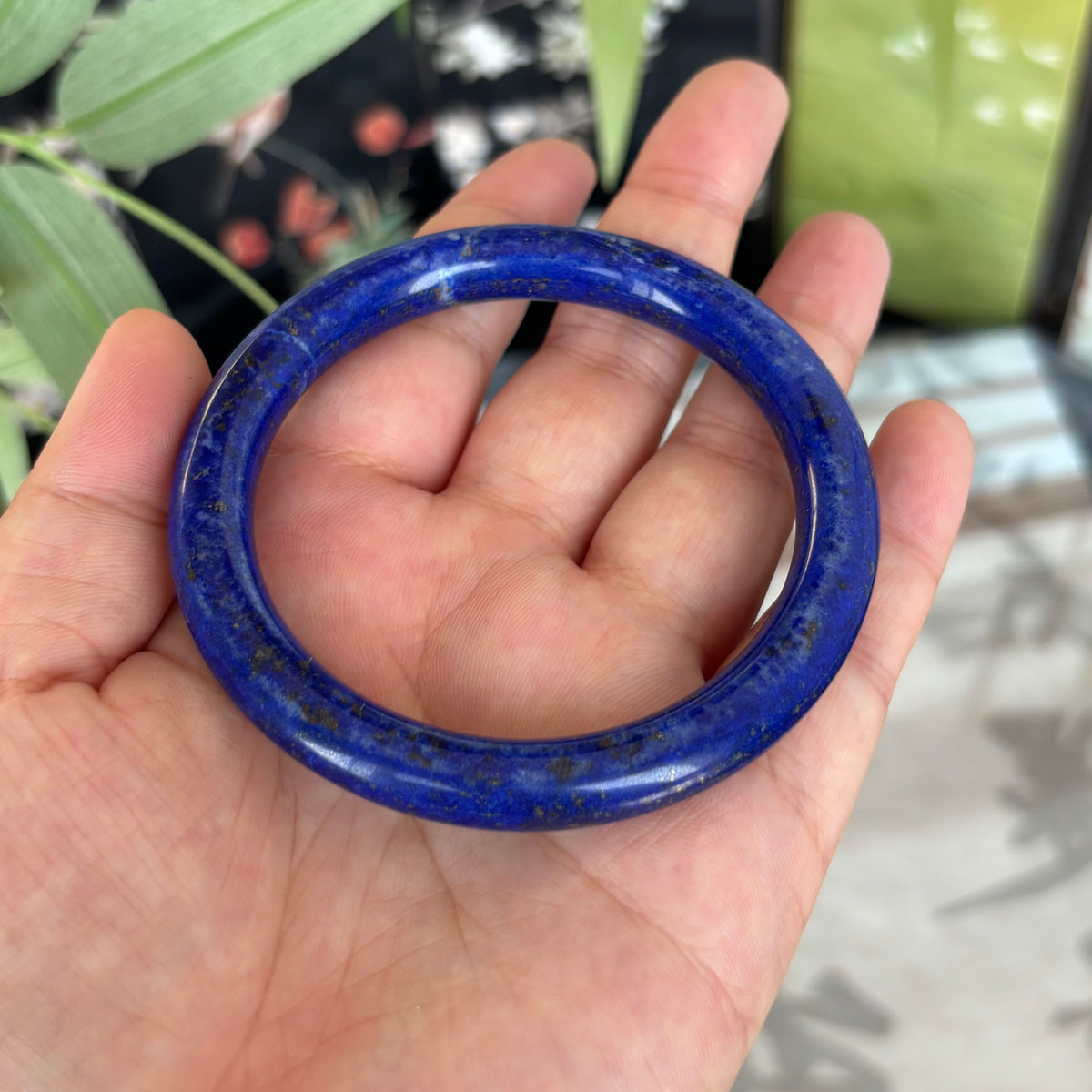 Natural Lapis Lazuli Bangle – Deep Royal Blue with Golden Specks, Only$40