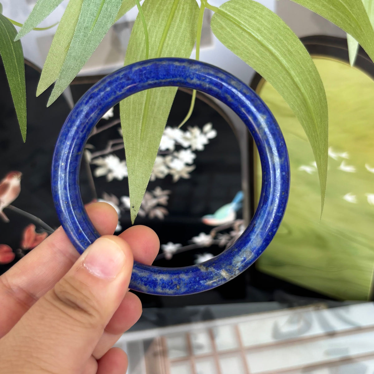 Natural Lapis Lazuli Bangle – Deep Royal Blue with Golden Specks, Only$40