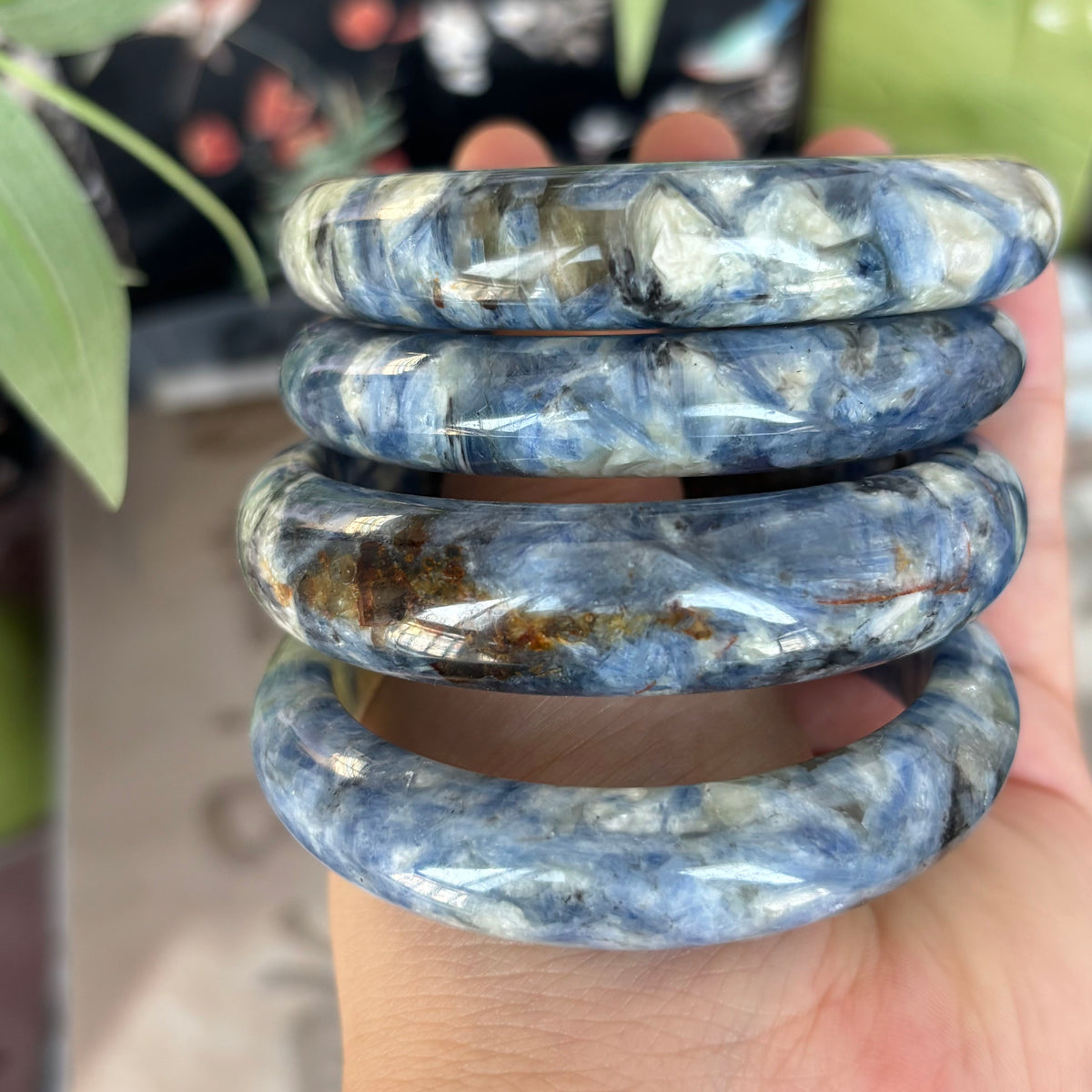 Natural Blue Kyanite Bangle – Blue & White in Perfect Harmony