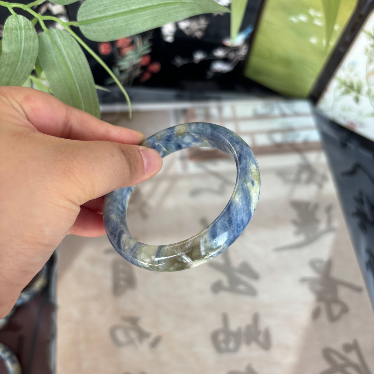 Natural Blue Kyanite Bangle – Blue & White in Perfect Harmony