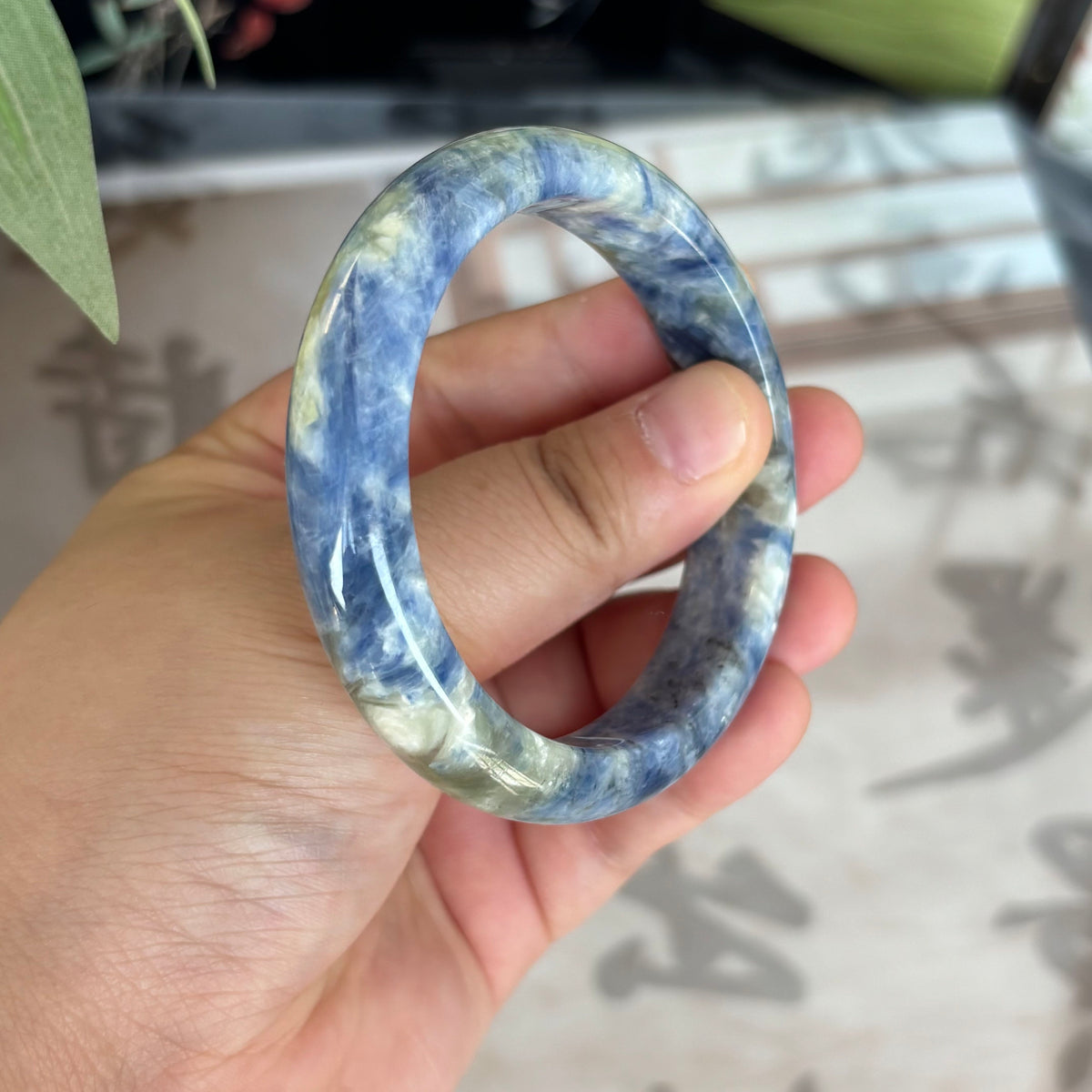 Natural Blue Kyanite Bangle – Blue & White in Perfect Harmony