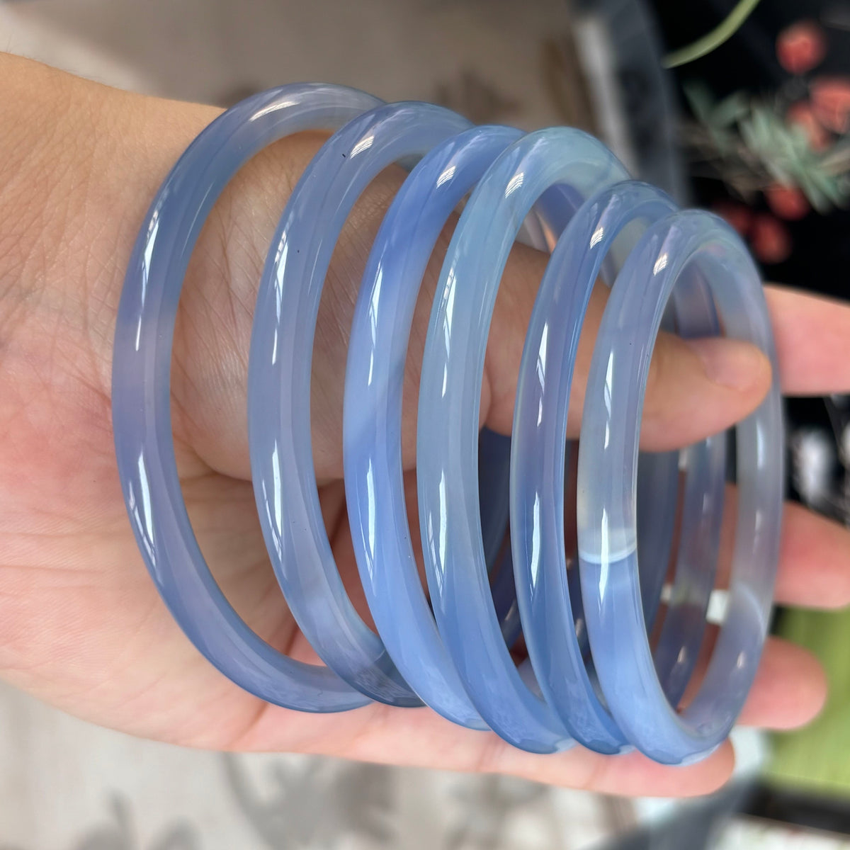 Natural Colorful Agate  Ding Dang Bangle – Slim Stackable Bracelet with a Gentle Ring