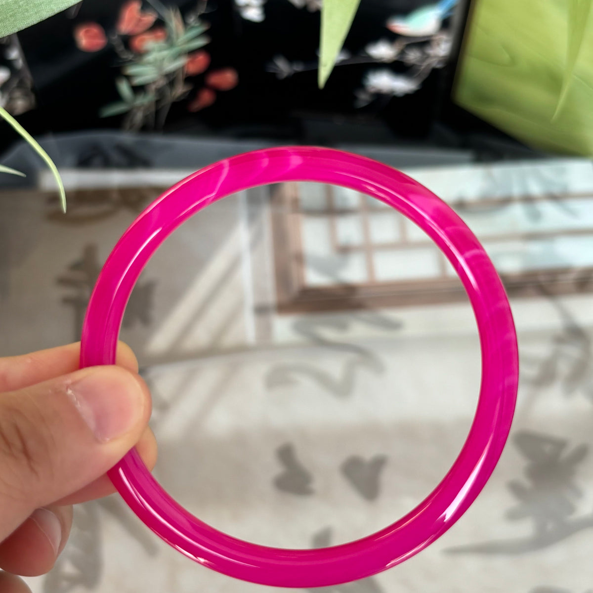 Natural Colorful Agate  Ding Dang Bangle – Slim Stackable Bracelet with a Gentle Ring