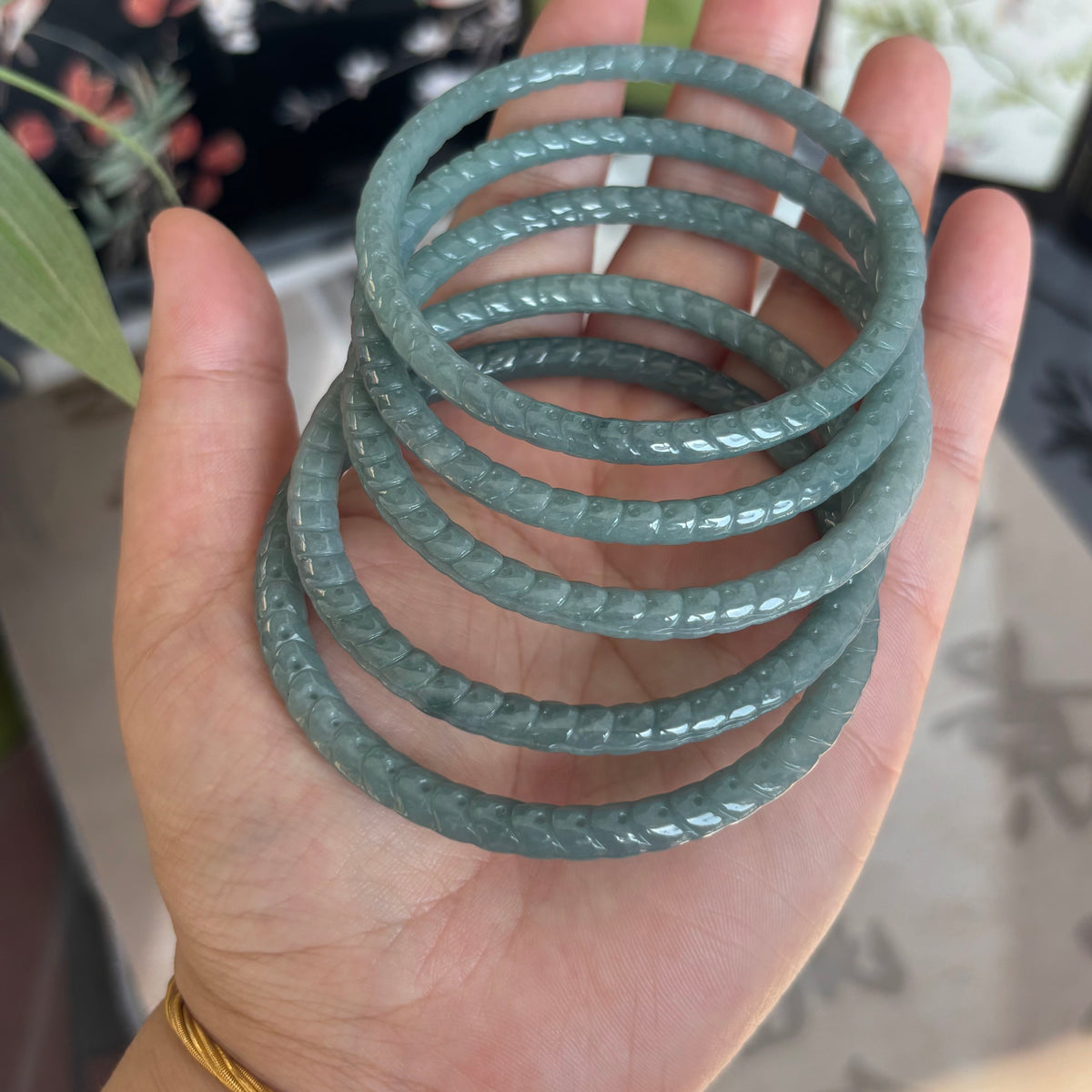 Natural Blue Water Jadeite Bangle from Guatemala – Deep Ocean Blue, Type A Jade, Just $25