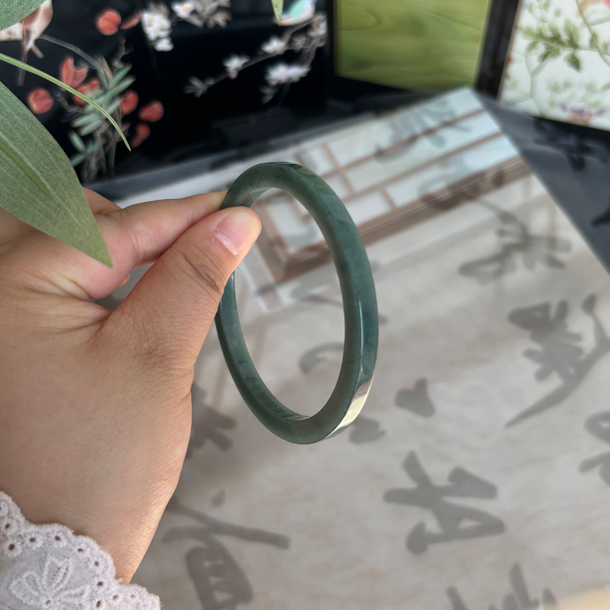 Natural Blue Water Jadeite Bangle from Guatemala – Deep Ocean Blue, Type A Jade, Just $25