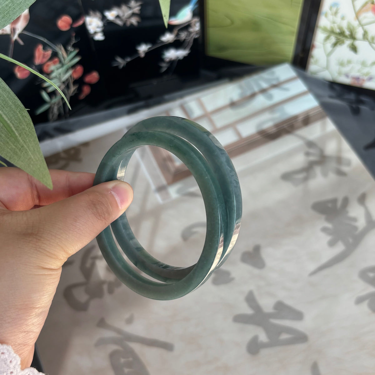 Natural Blue Water Jadeite Bangle from Guatemala – Deep Ocean Blue, Type A Jade, Just $25