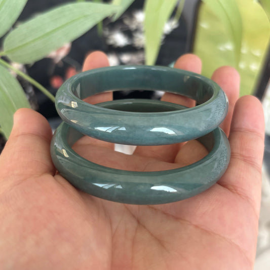 Natural Blue Water Jadeite Bangle from Guatemala – Deep Ocean Blue, Type A Jade, Just $25
