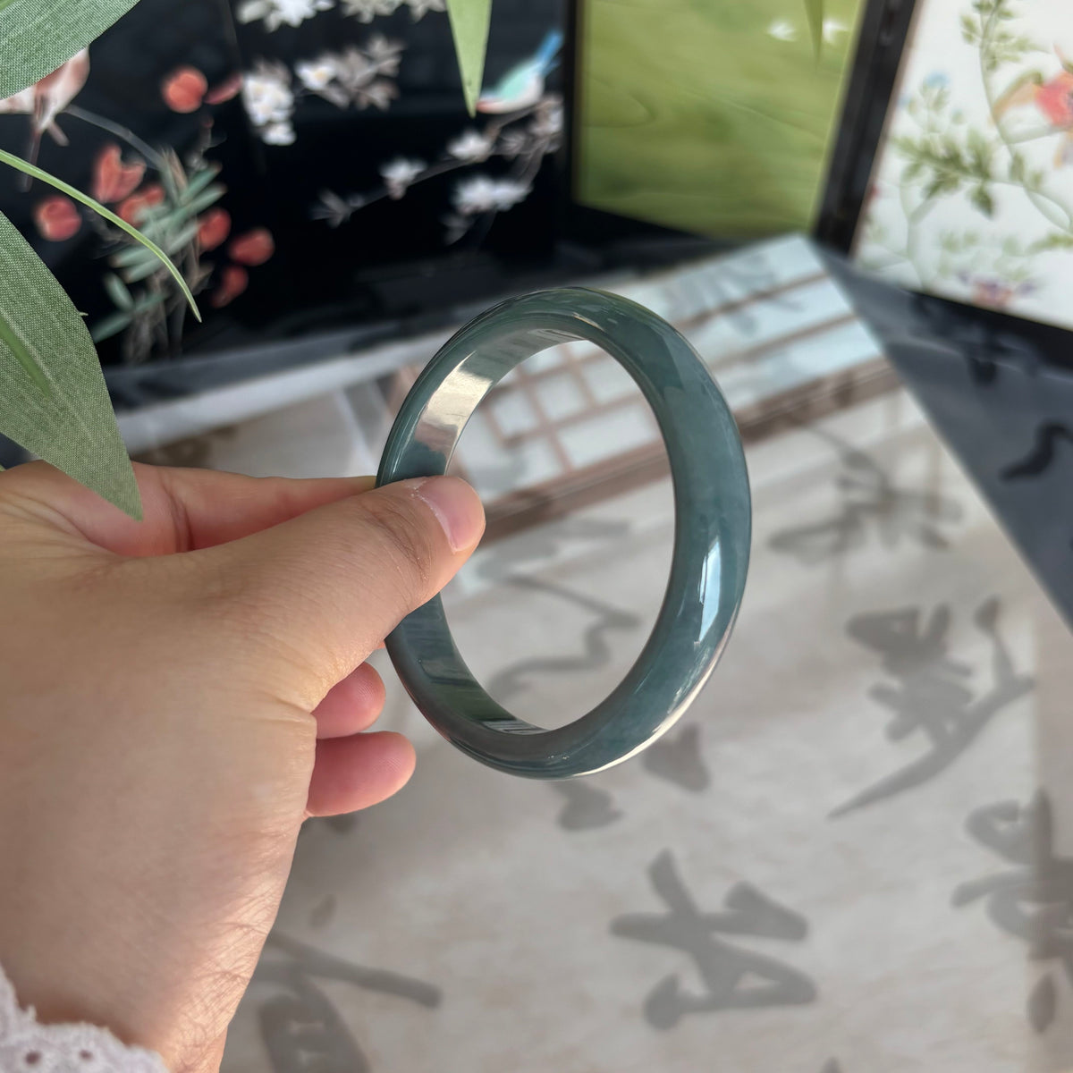 Natural Blue Water Jadeite Bangle from Guatemala – Deep Ocean Blue, Type A Jade, Just $25