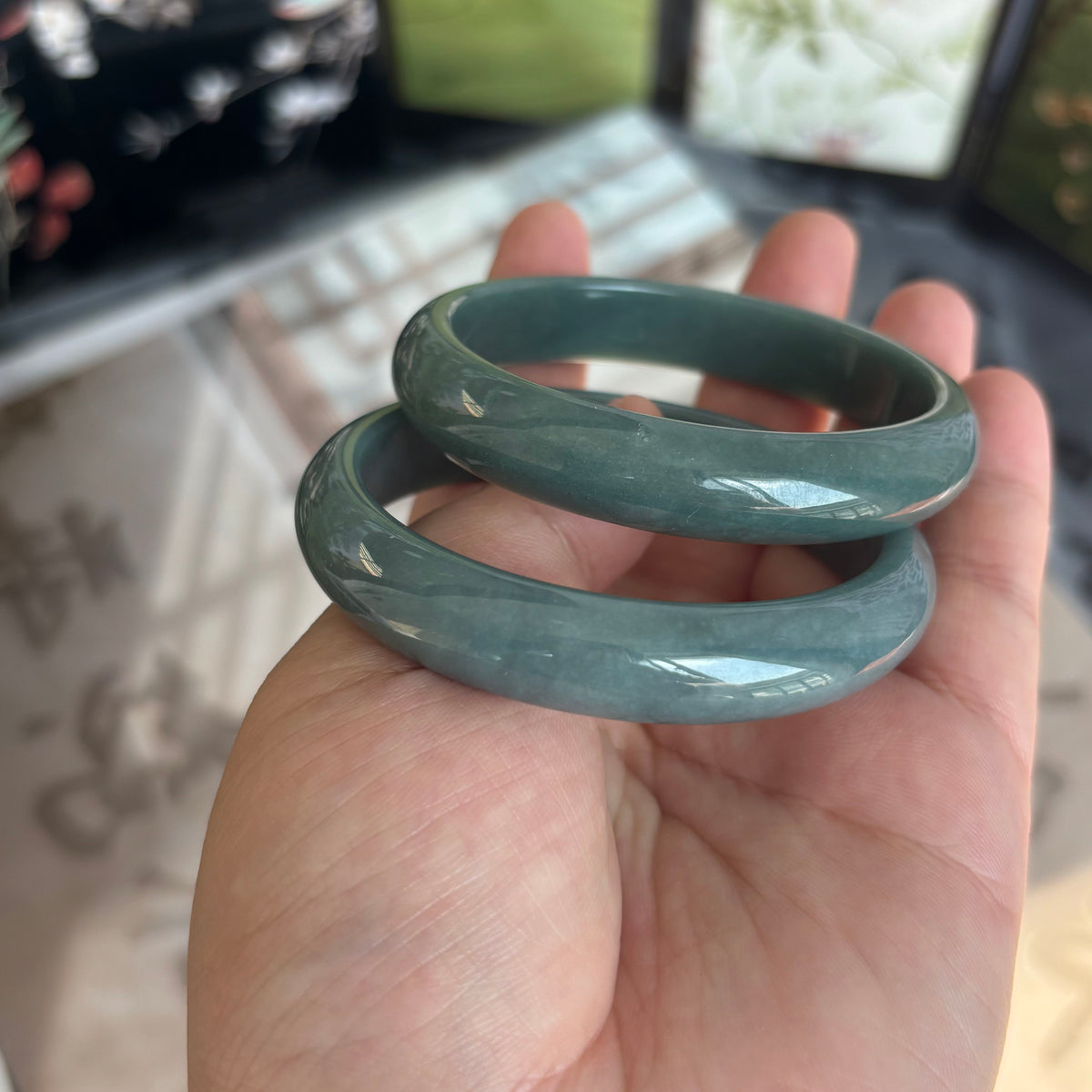 Natural Blue Water Jadeite Bangle from Guatemala – Deep Ocean Blue, Type A Jade, Just $25