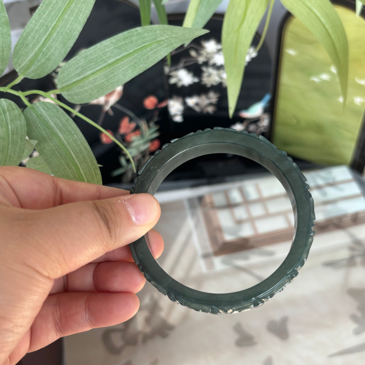 Natural Blue Water Jadeite Bangle from Guatemala – Deep Ocean Blue, Type A Jade, Just $25