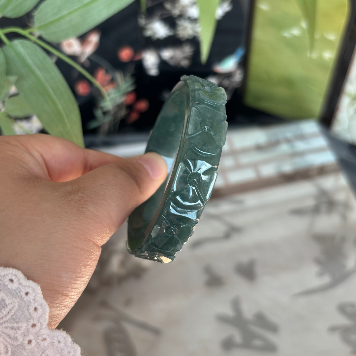 Natural Blue Water Jadeite Bangle from Guatemala – Deep Ocean Blue, Type A Jade, Just $25