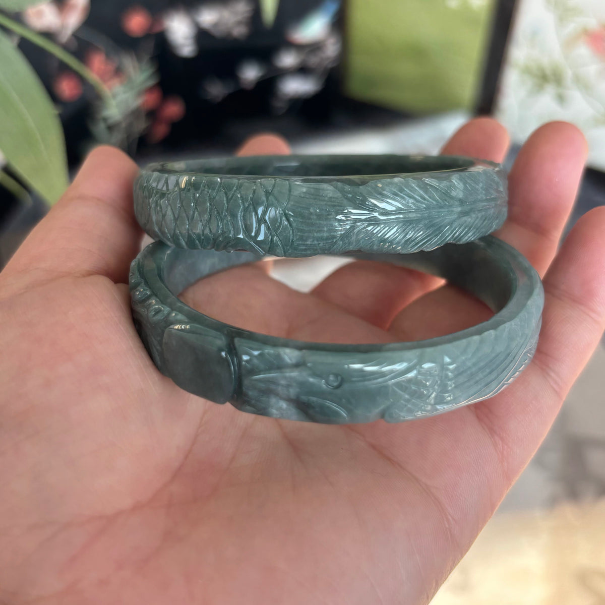 Natural Blue Water Jadeite Bangle from Guatemala – Deep Ocean Blue, Type A Jade, Just $25