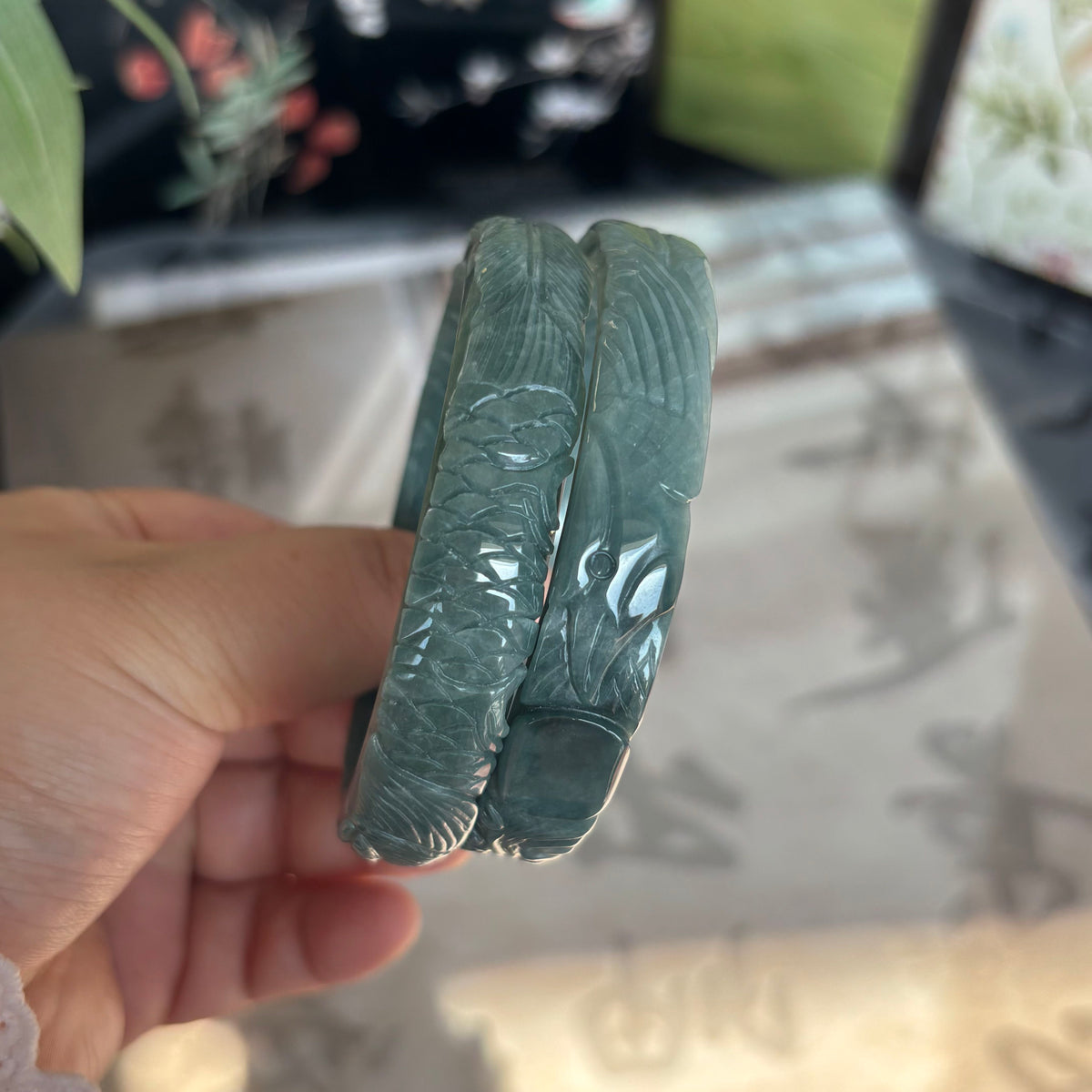 Natural Blue Water Jadeite Bangle from Guatemala – Deep Ocean Blue, Type A Jade, Just $25