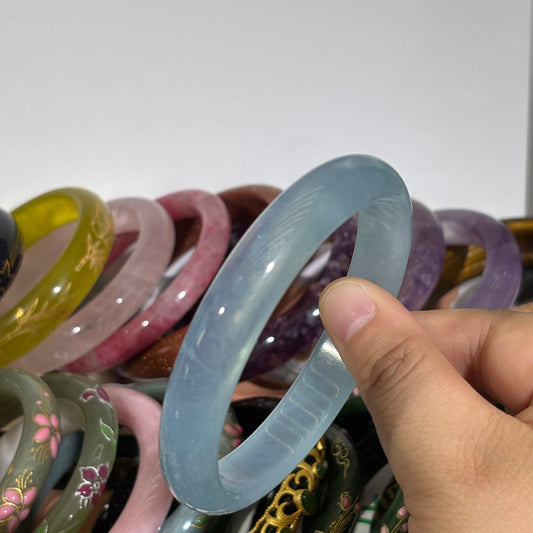 Natural Aquamarine Bangle – Ocean-Blue Gemstone, 63.5mm, Only $150