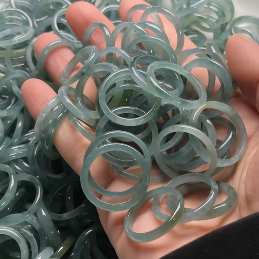 Guatemalan Blue Water Jadeite Slim Ring, Natural Blue-Green Jade Stacking Ring, Minimalist Delicate Band Jewelry