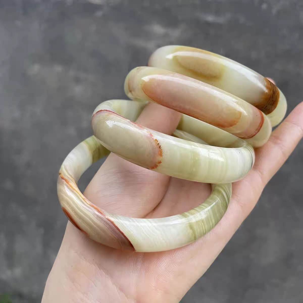Wholesale Wide Afghan jade bangle with banding