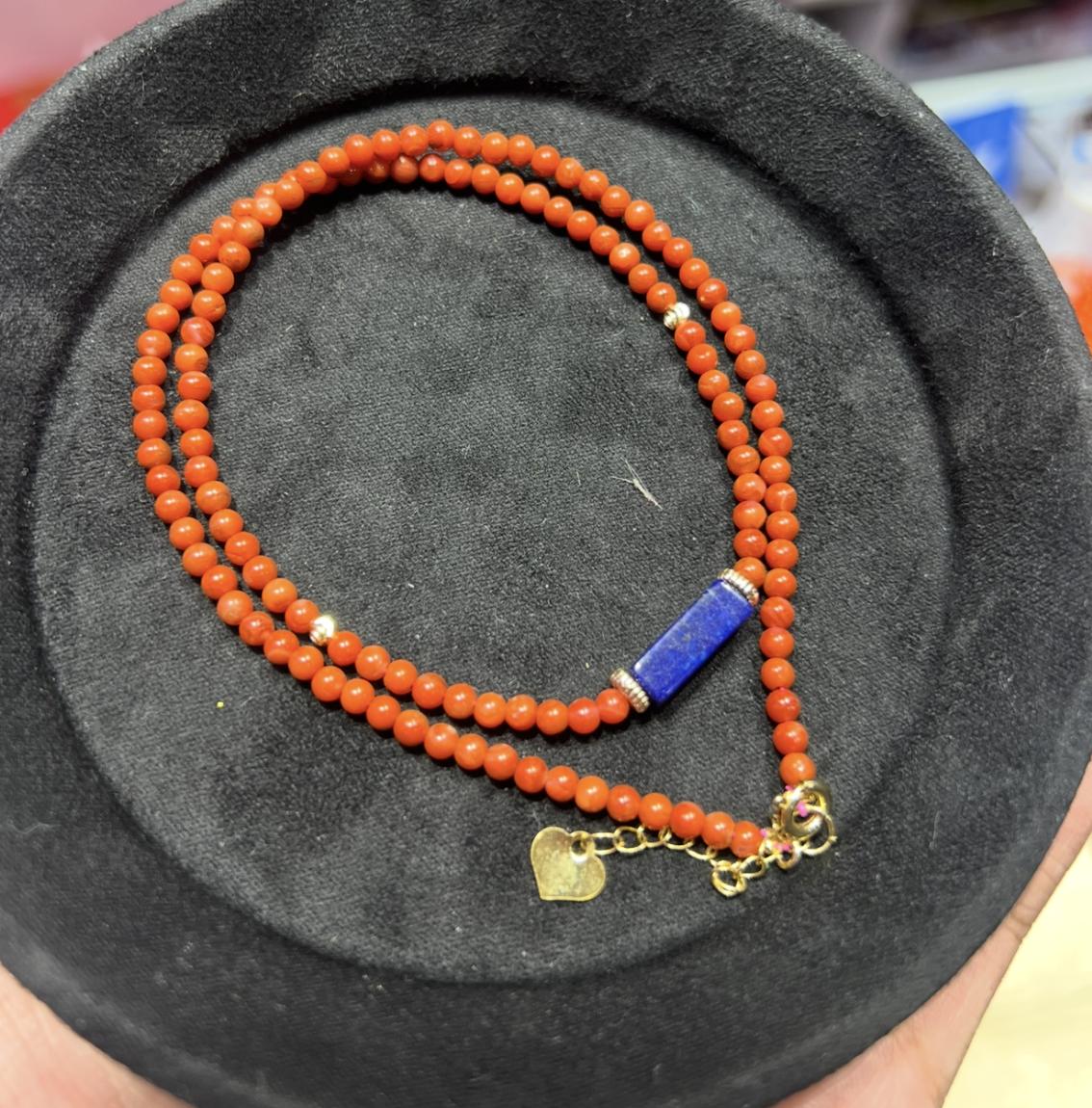 “Full flesh" South Red Agate&Nanhong Agate necklace Uniform dense texture