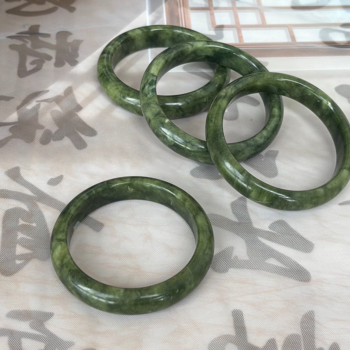  Natural South Green Jasper Bangle, Genuine Serpentine Stone Bracelet with Unique Patterns, Only $5