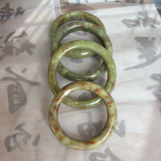 Flower Serpentine Bangle, Natural Serpentine Jade Bracelet with Red Veins, $8