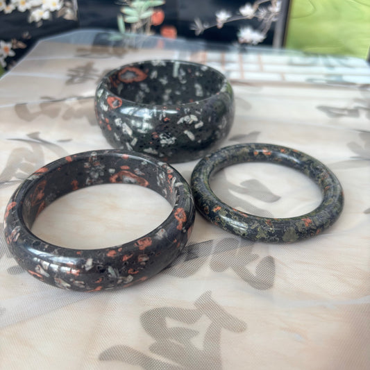 Natural Plum flower  Bangle, Unique Flower Pattern Stone Bracelet, Genuine Chinese Jade, Only $10