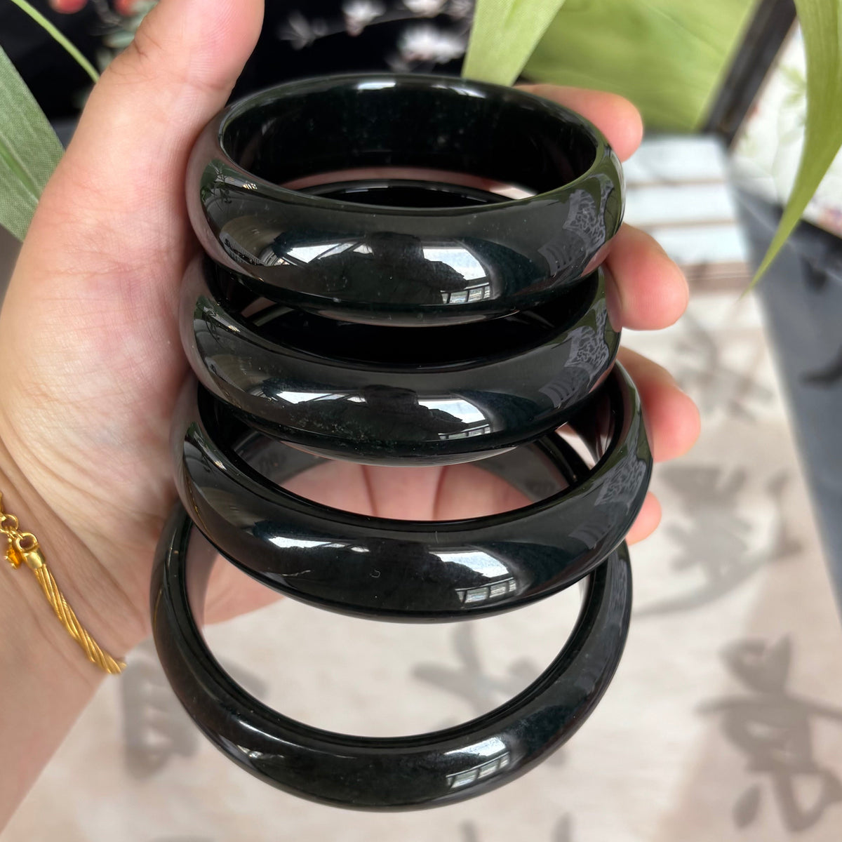 Natural black Nephrite Jade Bangle, Wide Nephrite Bracelet 15-18mm, Genuine Chinese Jade, Only $20