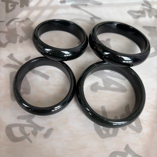 Natural black Nephrite Jade Bangle, Wide Nephrite Bracelet 15-18mm, Genuine Chinese Jade, Only $20